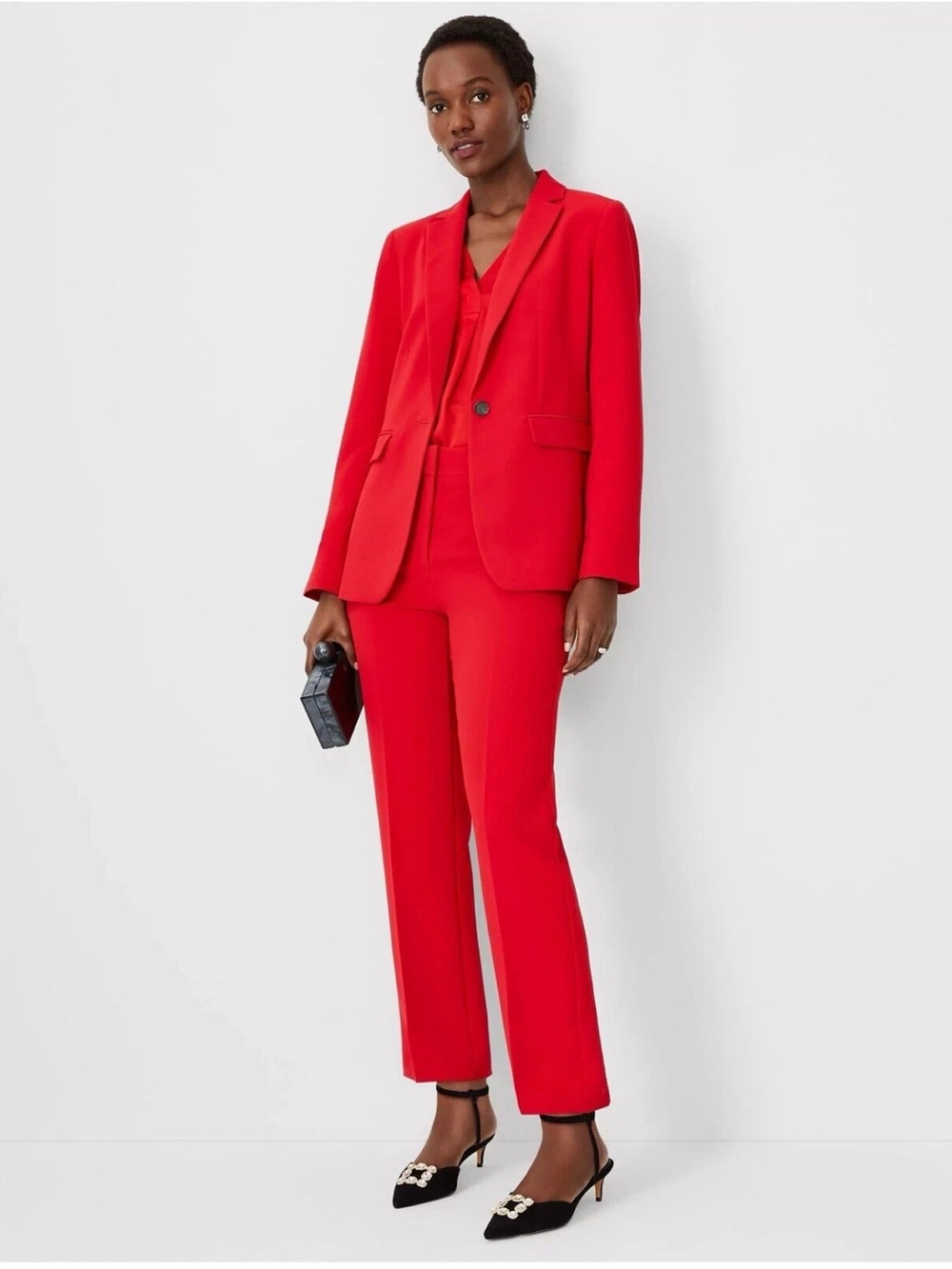 NWT Ann Taylor Size 14P High Rise Pencil Pants Fluid Crepe in Jubilee Red